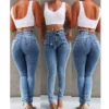 Women High Waist Denim Pants Plus Size Sexy Stretchy Slim Elastic Hips Pants Pencil Pants Trouser Plus Size Sexy Mom Jeans 2025