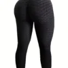 Plus Size 1XL-5XL Casual Leggings Women's Plus Solid Honeycomb Pattern High Rise Skinny Fitness Leggings